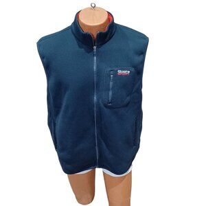 Chaps Sport Mens Navy Blue Fleece Vest Size Large With Zip Pocket